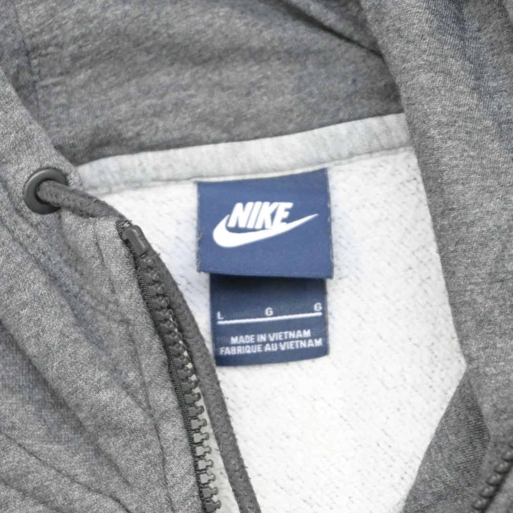 Nike Full Zip Hoodie Mens Large Gray Performance Fleece Lined Drawstring Casual